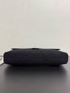 CC 2025 Maxi Flap Bag With Top Handle 56cm Black Wool Leather