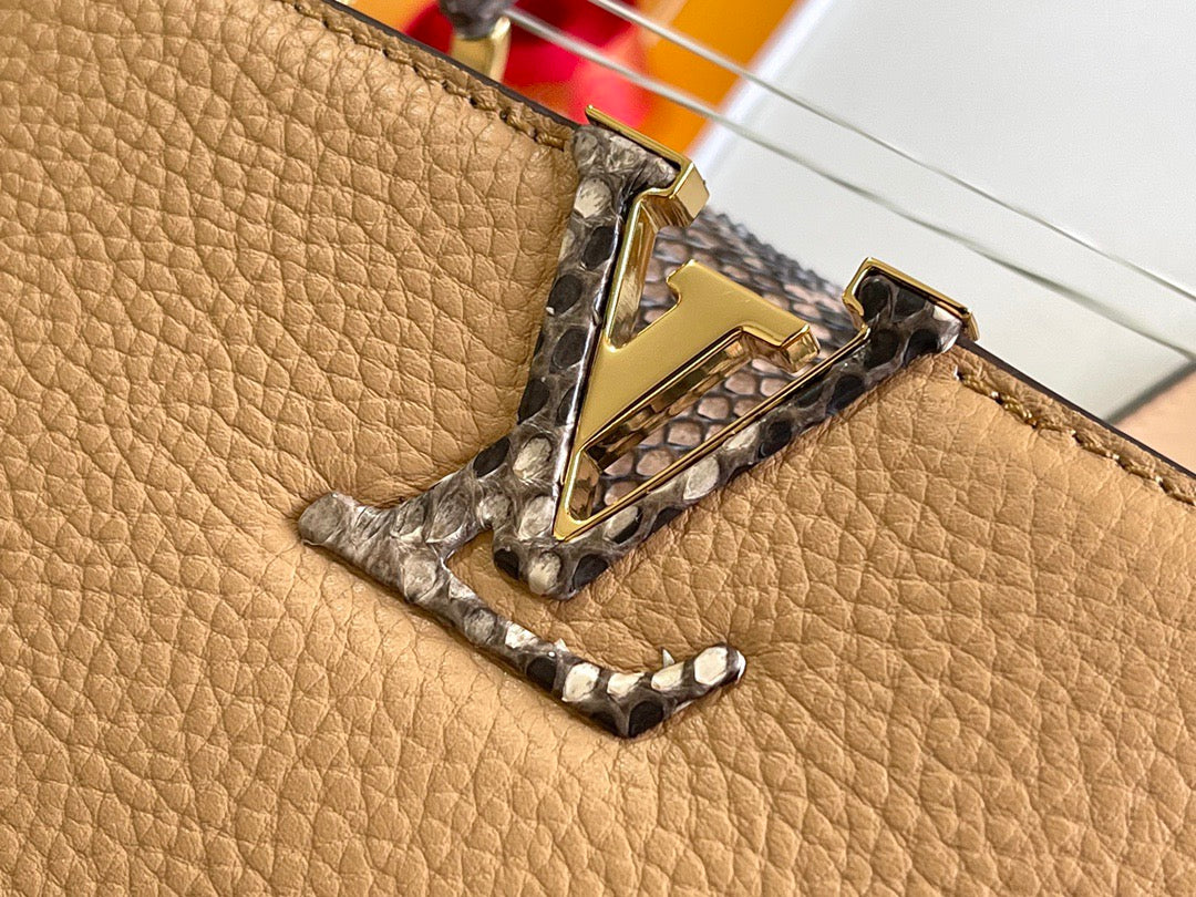 LV Capucines BB 27cm Ginger Yellow Calfskin Premium Python Leather GHW