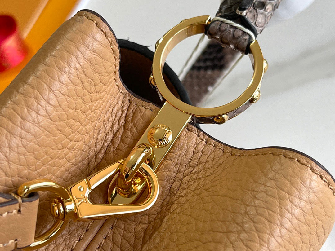 LV Capucines BB 27cm Ginger Yellow Calfskin Premium Python Leather GHW