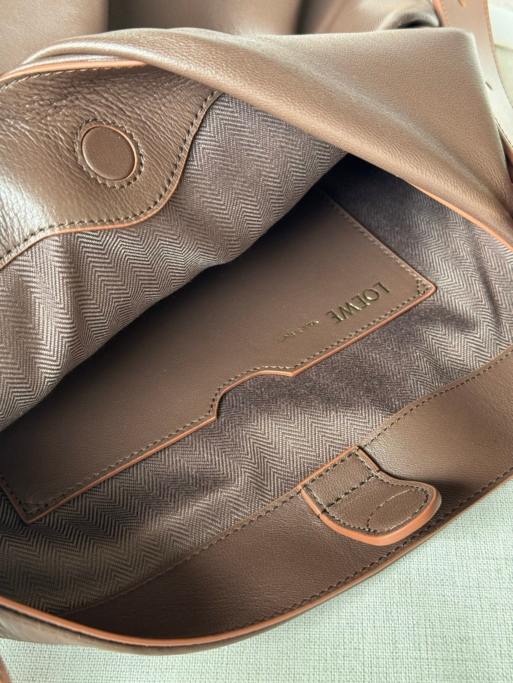 Loewe 2025 Draped Tote Bag Dark Chestnut Mellow Nappa Lambskin