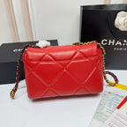 19 FLAP BAG 26 CHERRY RED LAMBSKIN