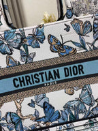 CD 2025 Butterfly Book Tote Blue White Canvas