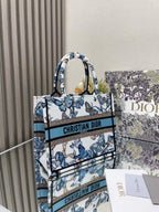 CD 2025 Butterfly Book Tote Blue White Canvas