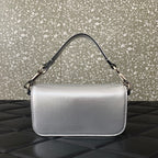 Valentino Garavani Small Locò Shoulder Bag Sliver Metallic Leather