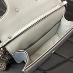 Valentino Garavani Small Locò Shoulder Bag Sliver Metallic Leather