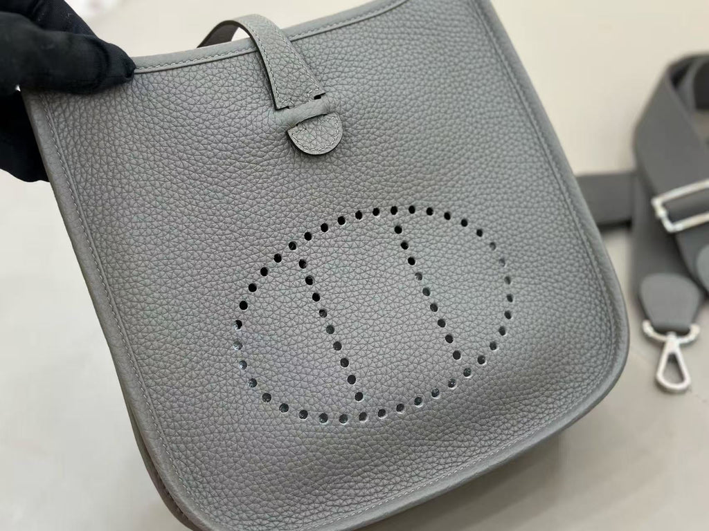 HM Evelyne 23cm Grey Togo Silver Hardware