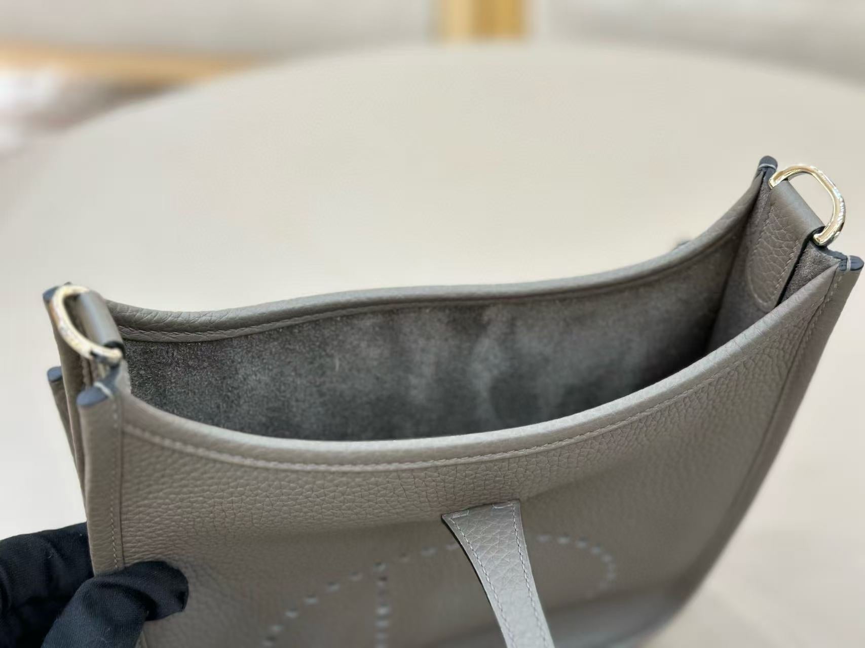 HM Evelyne 23cm Grey Togo Silver Hardware