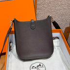 HM Evelyne 23cm Chocolate Brown Togo Silver Hardware
