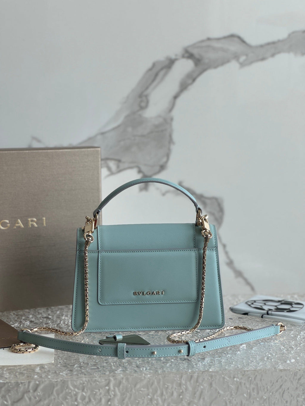 Bvlgari Serpenti Forever Shoulder Bag 19 Blue in Calfskin