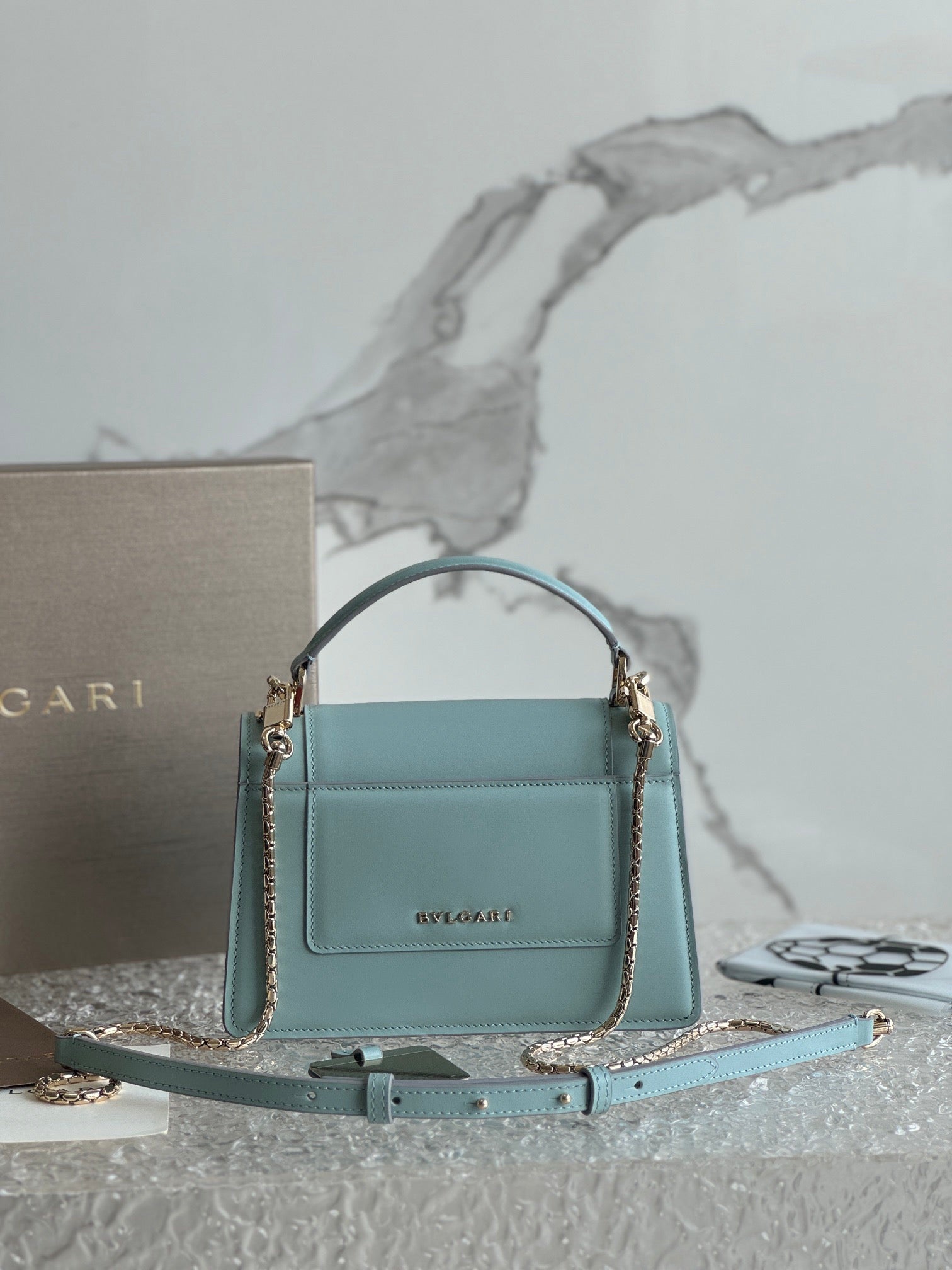 Bvlgari Serpenti Forever Shoulder Bag 19 Blue in Calfskin