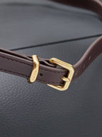 Miu Matelassé Pouch Bag 23cm Chocolate Leather