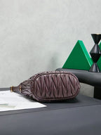 Miu Matelassé Pouch Bag 23cm Chocolate Leather
