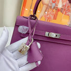 HM Kelly 25cm Purple Epsom Leather Silver Hardware