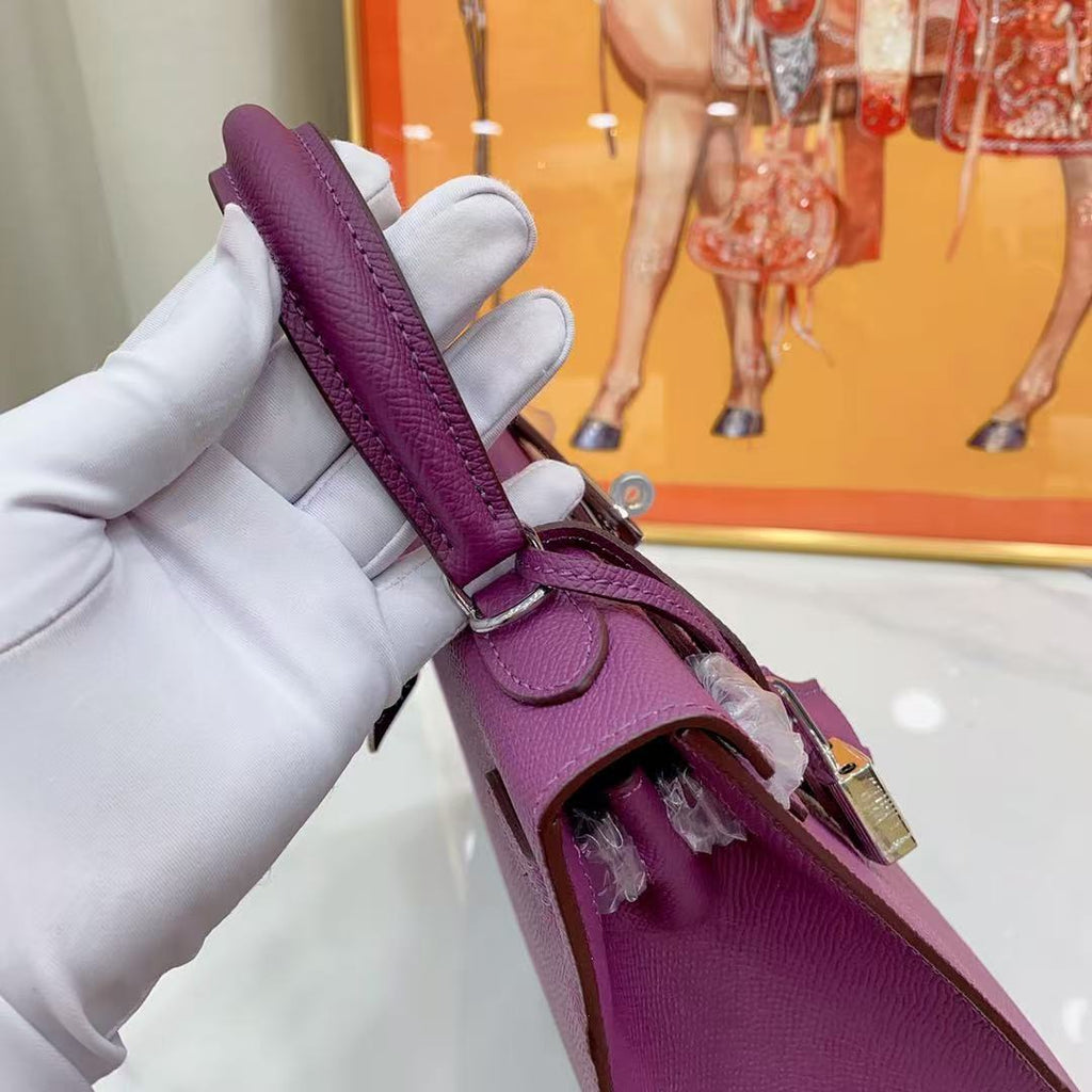 HM Kelly 25cm Purple Epsom Leather Silver Hardware