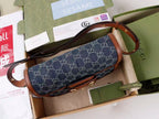 Gucci Horsebit Bag 25cm Blue mix Brown Leather Canvas