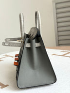 HM Birkin Faubourg 20 Grey & Dark Grey Espom Alligator Embossed Leather