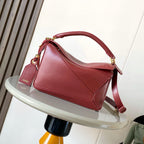 Loe Featherlight Puzzle Bag 24cm In Burgundy Nappa Calfskin
