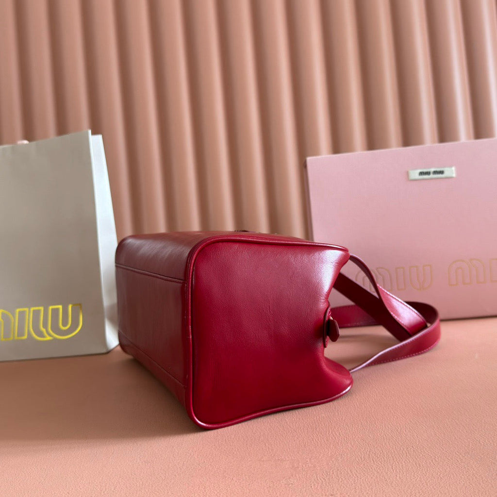 Miu Medium Top-Handle Bag 28cm Red Cowhide