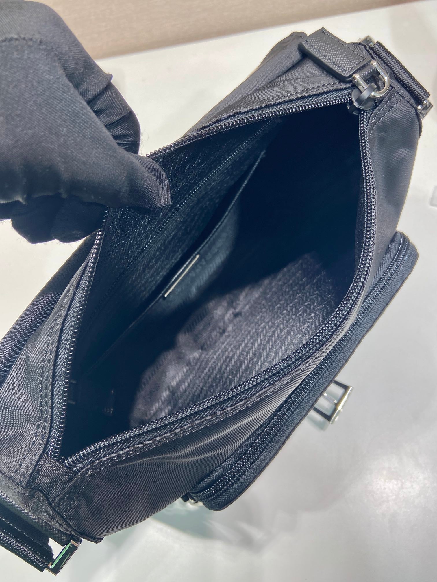 Prada Shoulder Bag 25cm Black Re-Nylon& Saffiano Leather