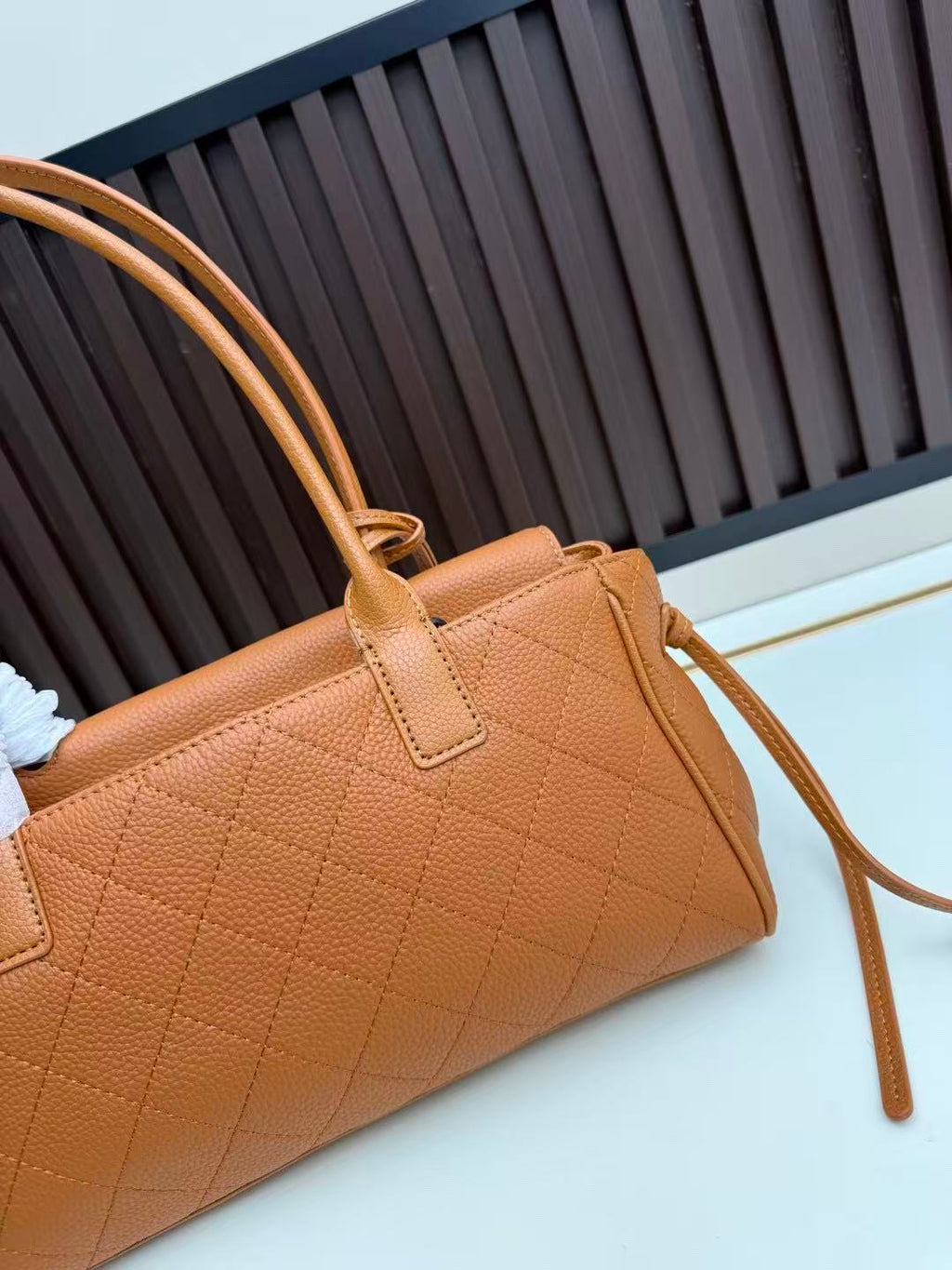 Chanel Flap Bag Top Handle 30cm Brown Cowhide Leather