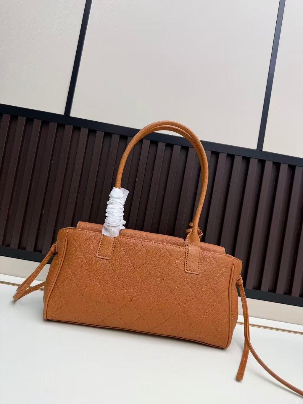 Chanel Flap Bag Top Handle 30cm Brown Cowhide Leather
