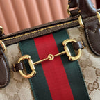 GG 26 Borsetto Horsebit 38cm Brown Canvas Calfskin GHW 866734