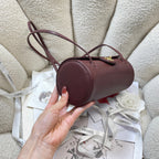 Chanel 2026 Bowling Ball Cylinder Bag 20.5cm Burgundy Caviar Leather