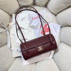 Chanel 2026 Bowling Ball Cylinder Bag 20.5cm Burgundy Caviar Leather