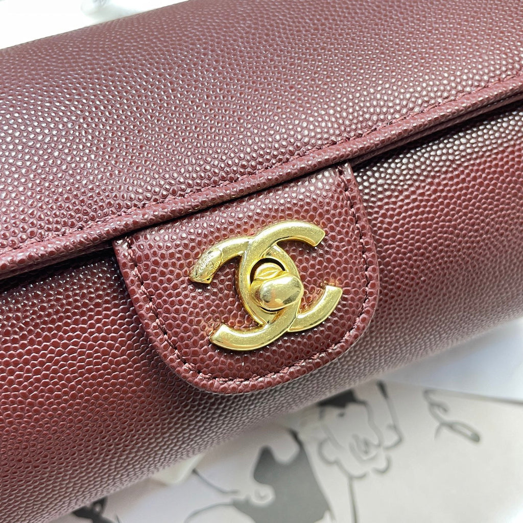 Chanel 2026 Bowling Ball Cylinder Bag 20.5cm Burgundy Caviar Leather