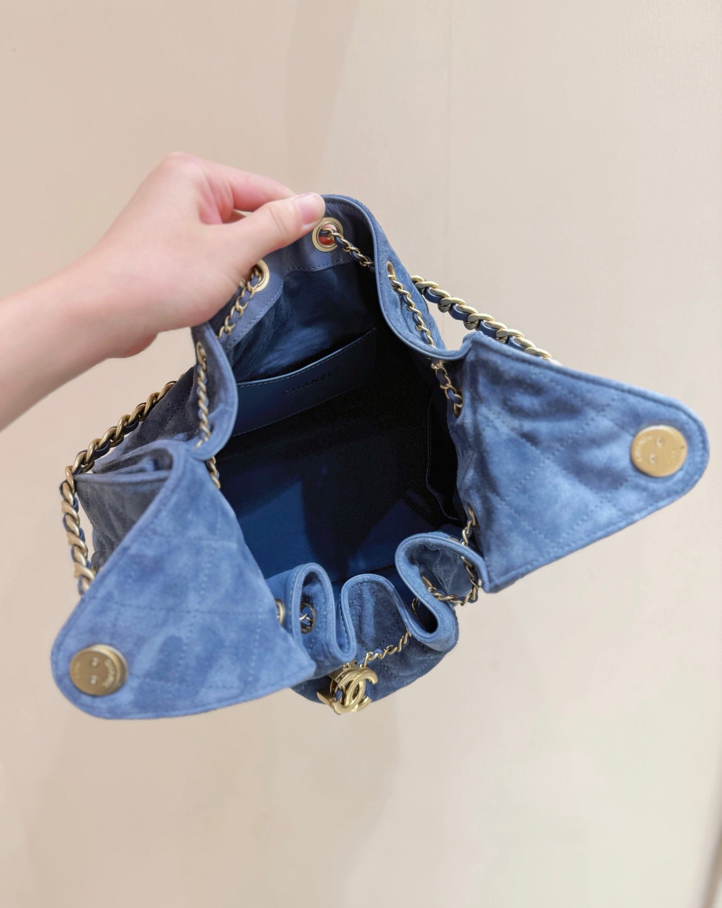 CC 25C Hobo Bag 30cm Dark Blue Suede