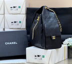 CHANEL 25S HOBO BAG 40 CM IN BLACK CALFSKIN WITH GOLD HARDWARE
