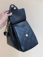 CHANEL 25S HOBO BAG 40 CM IN BLACK CALFSKIN WITH GOLD HARDWARE