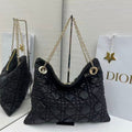 Dior 2026 Crunchy Bag 38cm Black Puffy Macrocannage Calfskin