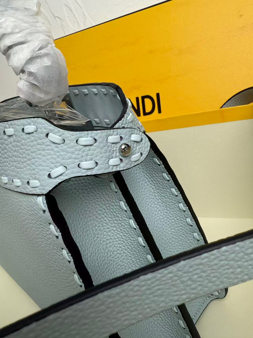 Fendi Peekaboo 27 Bag Baby Blue Leather Shw