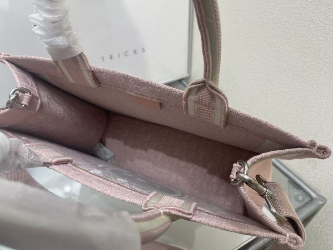 Dioramour Medium Dior Book Tote 36cm with Strap Pink Canvas