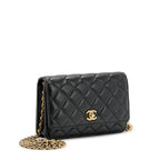 CHL -  QUILTED LAMBSKIN CC PEARL CRUSH WALLET ON CHAIN WOC