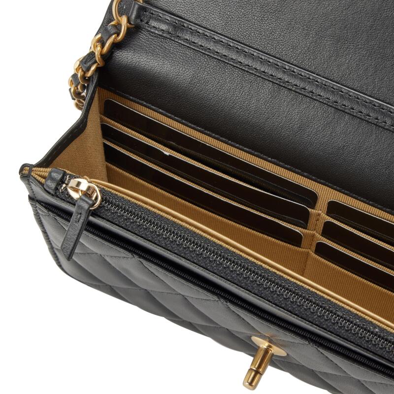 CHL -  QUILTED LAMBSKIN CC PEARL CRUSH WALLET ON CHAIN WOC