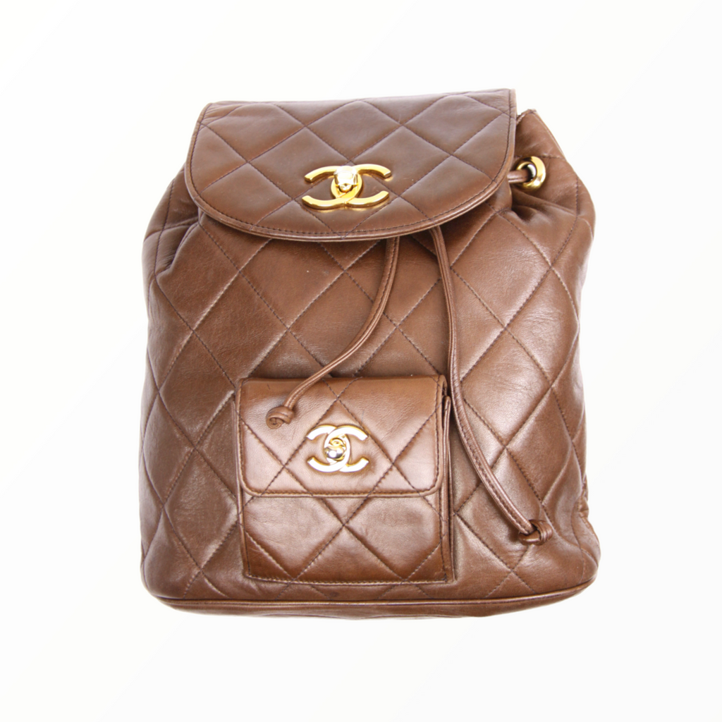 CHNL -  brown backpack - 1990s