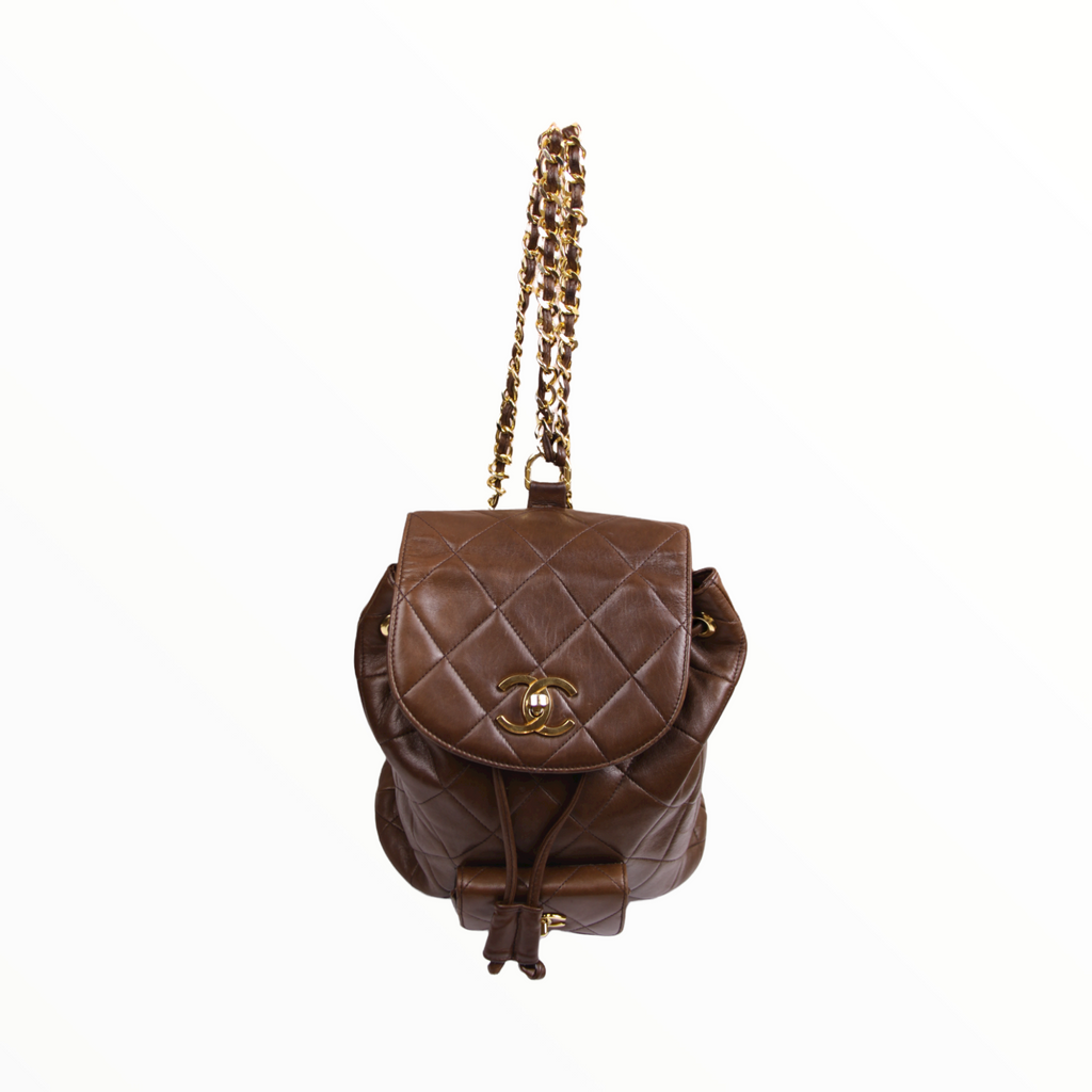 CHNL -  brown backpack - 1990s