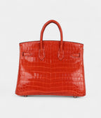 HM BK 25 Orange Poppy Shiny Niloticus Crocodile Palladium Hardware