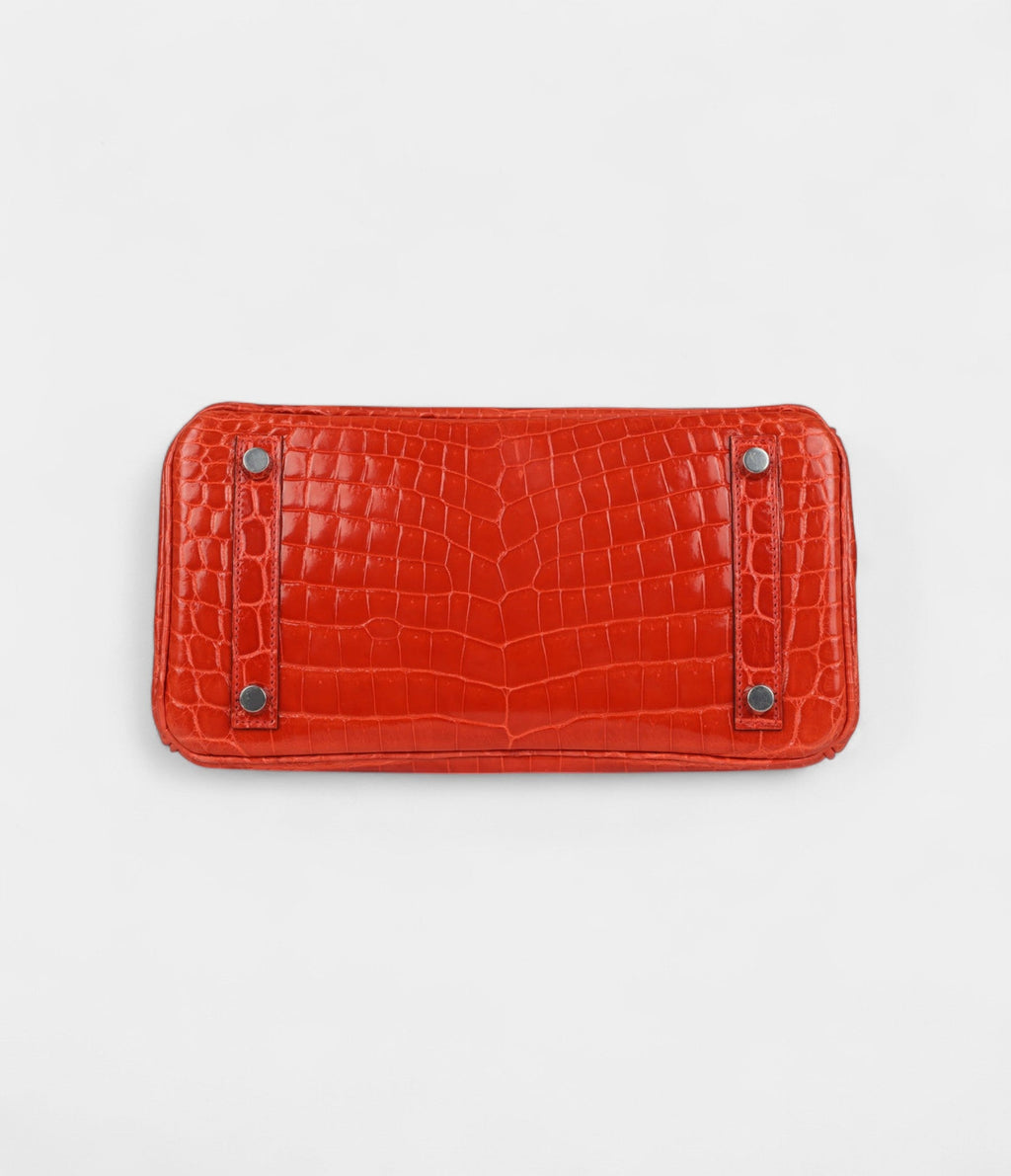 HM BK 25 Orange Poppy Shiny Niloticus Crocodile Palladium Hardware