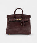 HM BK 25 Rouge Sellier Matte Porosus Crocodile Gold Hardware
