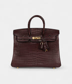 HM BK 25 Rouge Sellier Matte Porosus Crocodile Gold Hardware