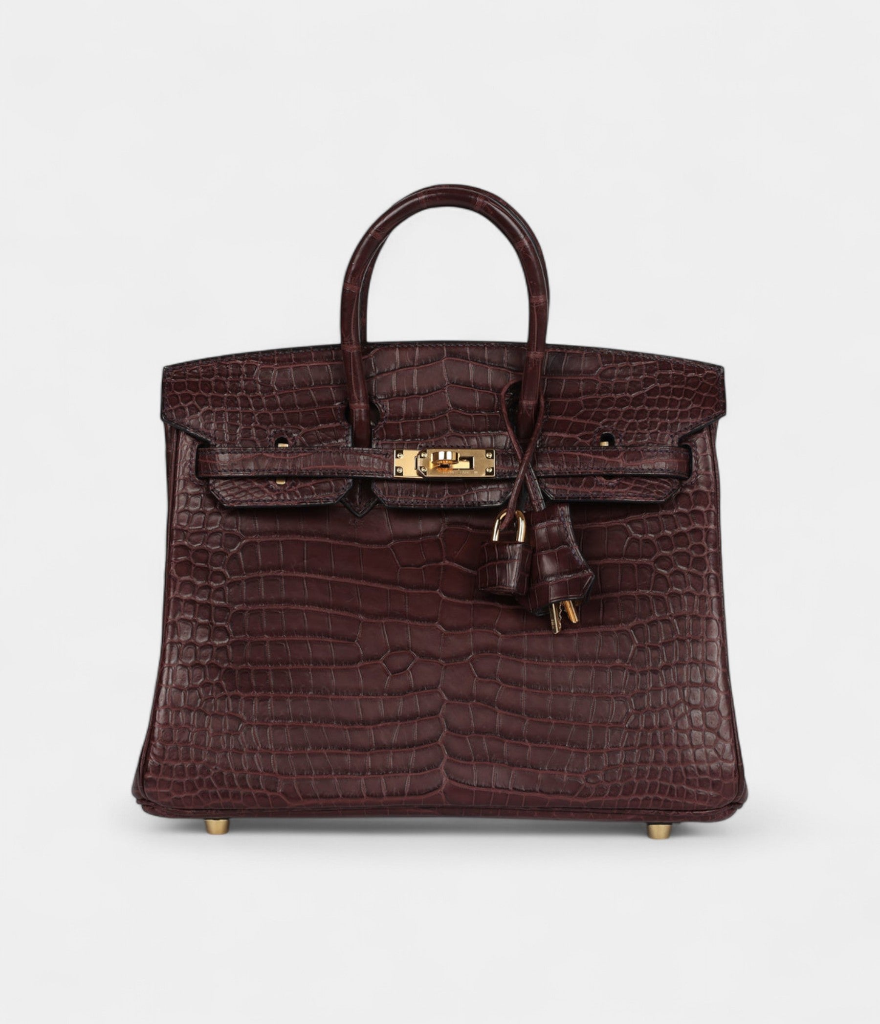 HM BK 25 Rouge Sellier Matte Porosus Crocodile Gold Hardware
