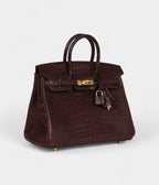 HM BK 25 Rouge Sellier Matte Porosus Crocodile Gold Hardware