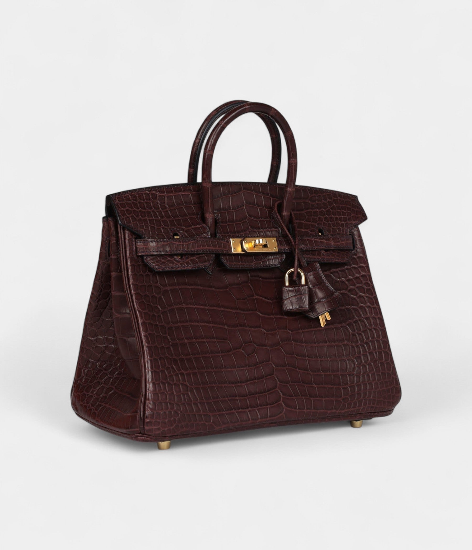HM BK 25 Rouge Sellier Matte Porosus Crocodile Gold Hardware