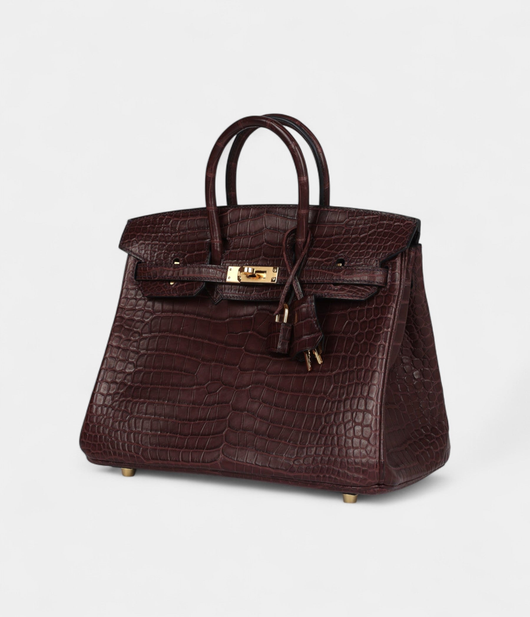 HM BK 25 Rouge Sellier Matte Porosus Crocodile Gold Hardware