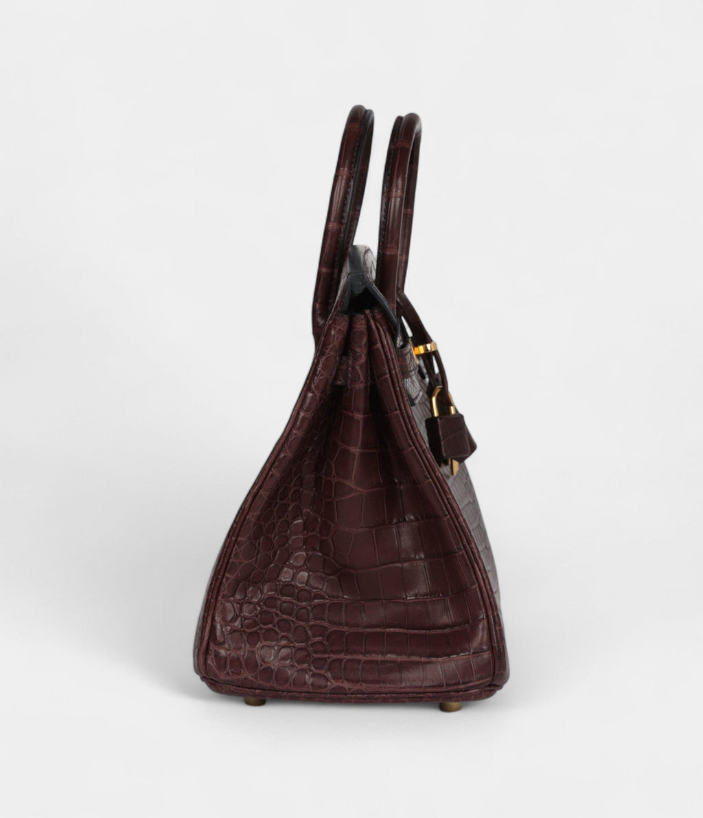 HM BK 25 Rouge Sellier Matte Porosus Crocodile Gold Hardware