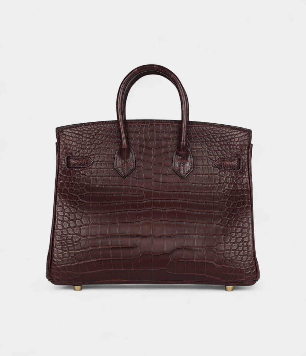 HM BK 25 Rouge Sellier Matte Porosus Crocodile Gold Hardware