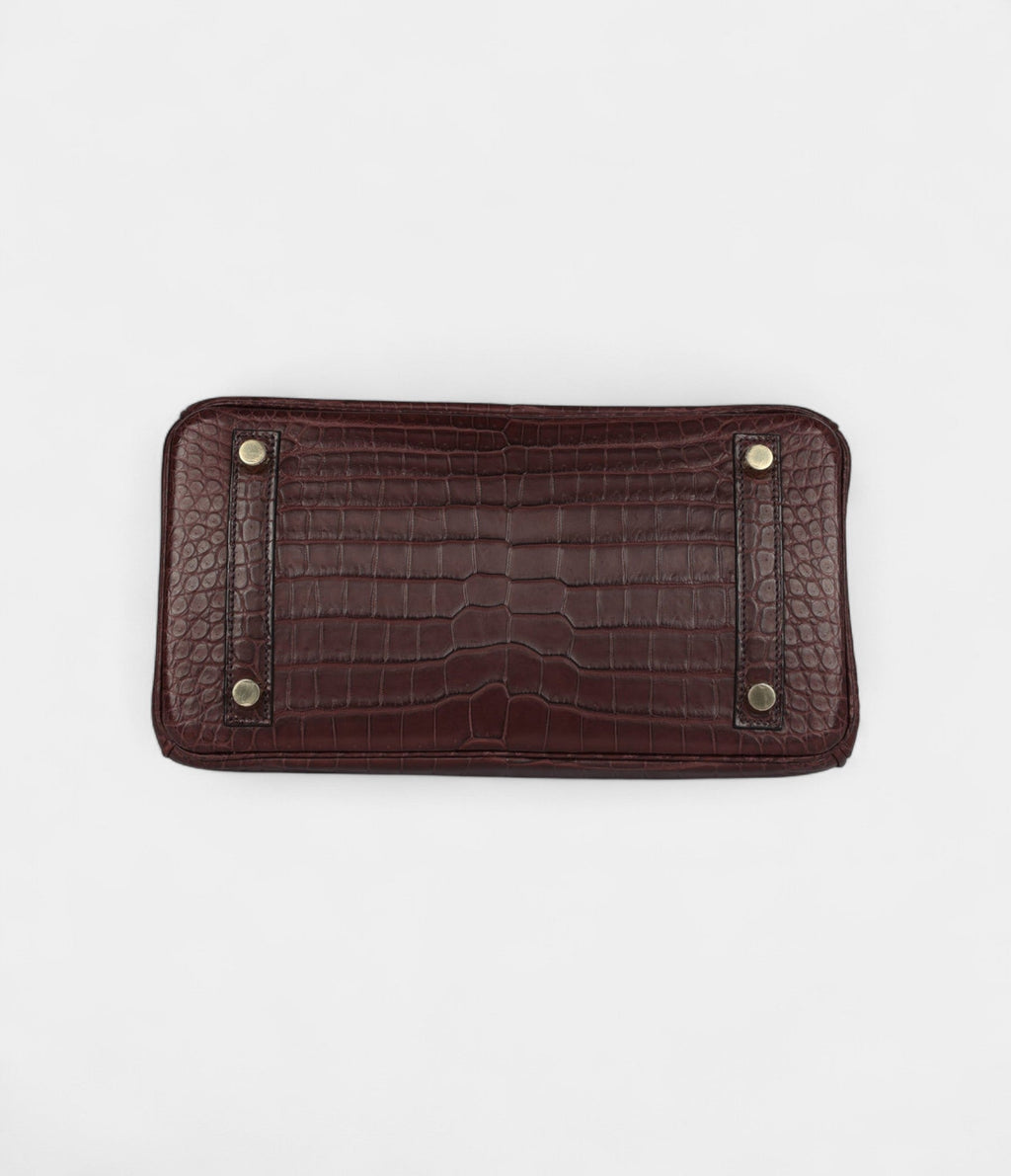 HM BK 25 Rouge Sellier Matte Porosus Crocodile Gold Hardware